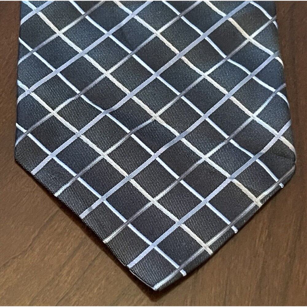 Pavone Black Gray Blue 100% Silk Men’s Neck Tie Made In Italy